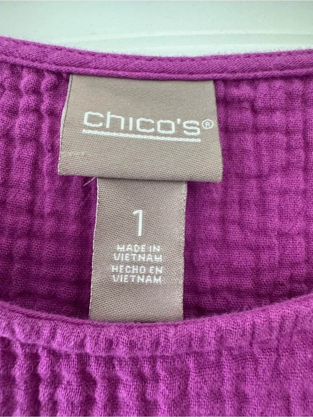 100% Cotton Chicos Dress Size 1 - Picture 4 of 6